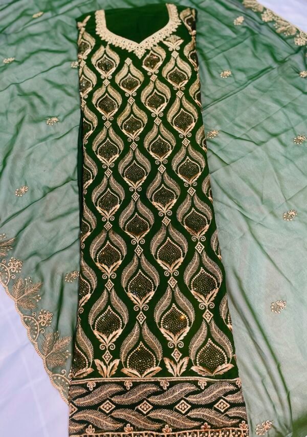 Georgette Designer- Bottle Green - Image 2