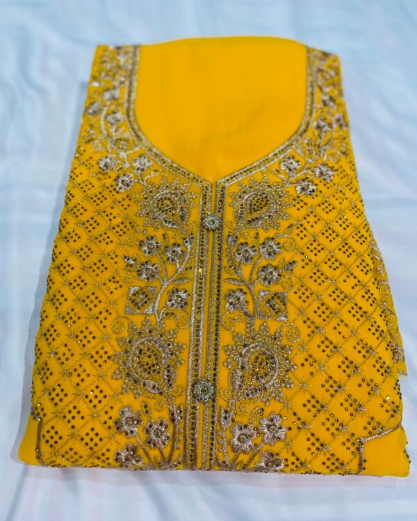 Georgette Designer- Yellow - Image 3