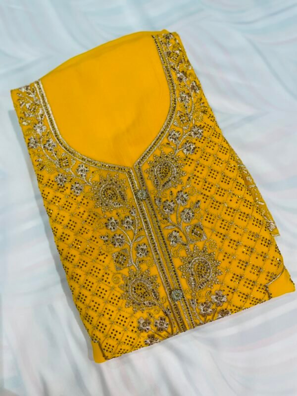 Georgette Designer- Yellow - Image 4