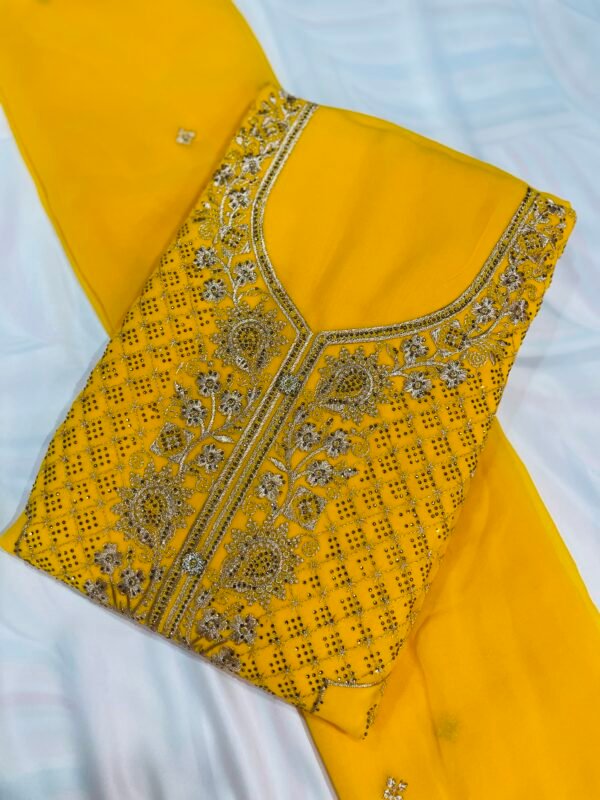 Georgette Designer- Yellow