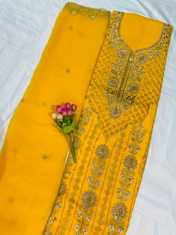 Georgette Designer- Yellow - Image 2