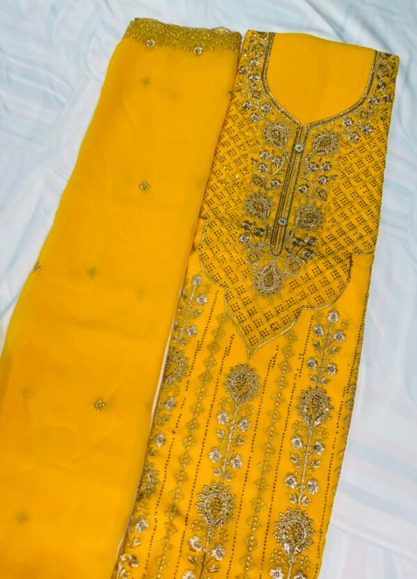 Georgette Designer- Yellow - Image 5